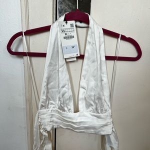 Zara white satin halter top